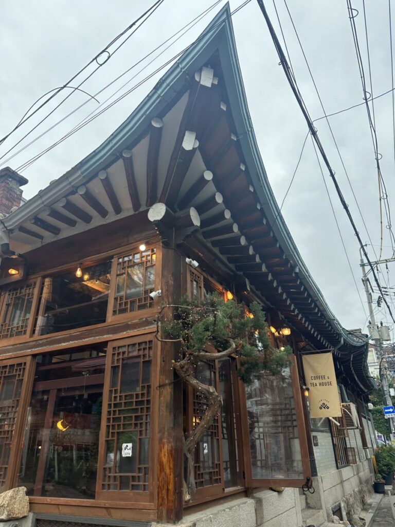 Hanok cafe in Hongdae Eum 1966 exterior with traditional Korean architecture