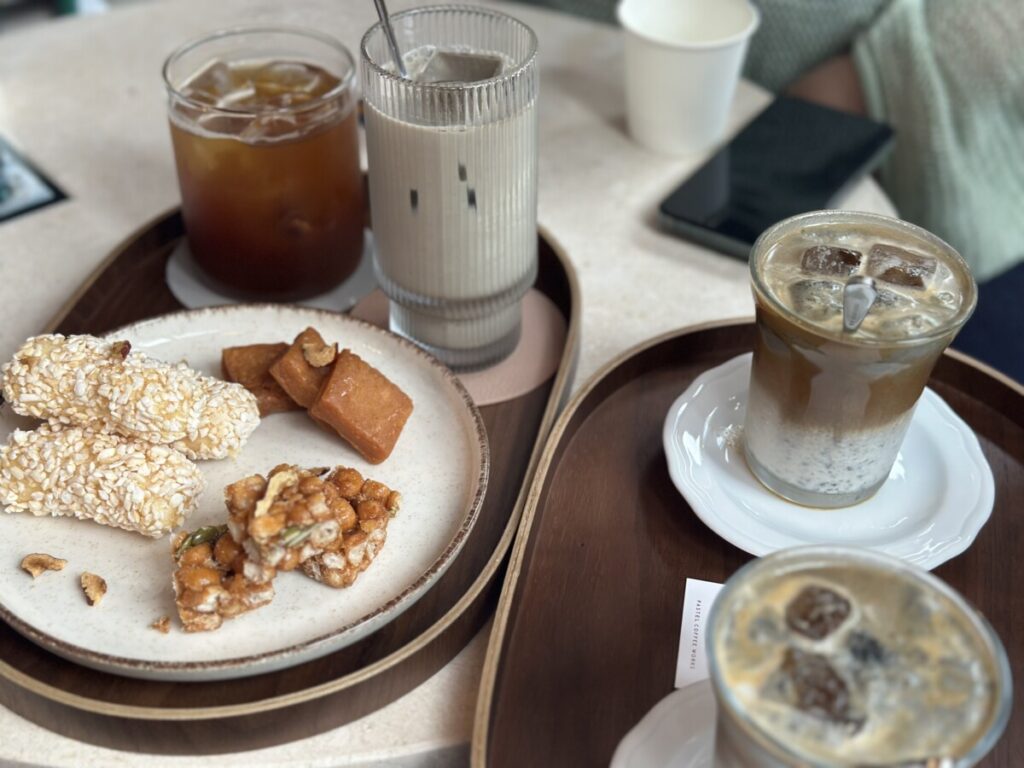Korean desserts and specialty drinks served at Hanok cafe in Hongdae Eum 1966