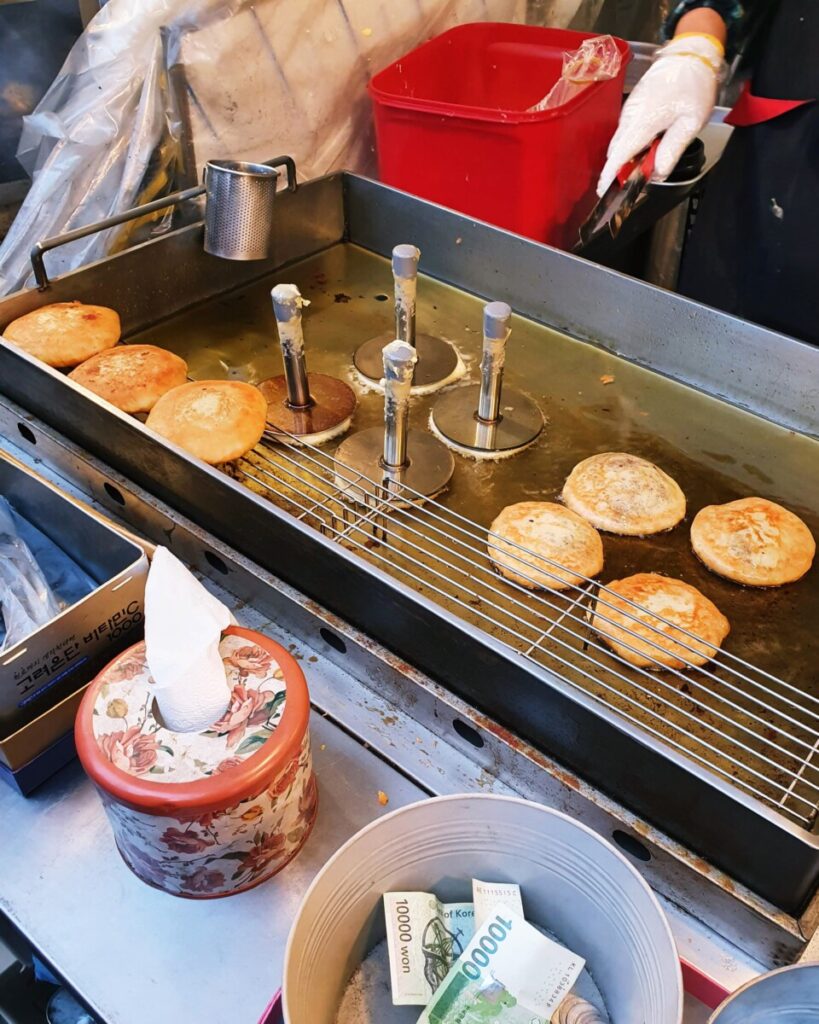 Sweet Korean hotteok pancake at Seoul Gwangjang Market