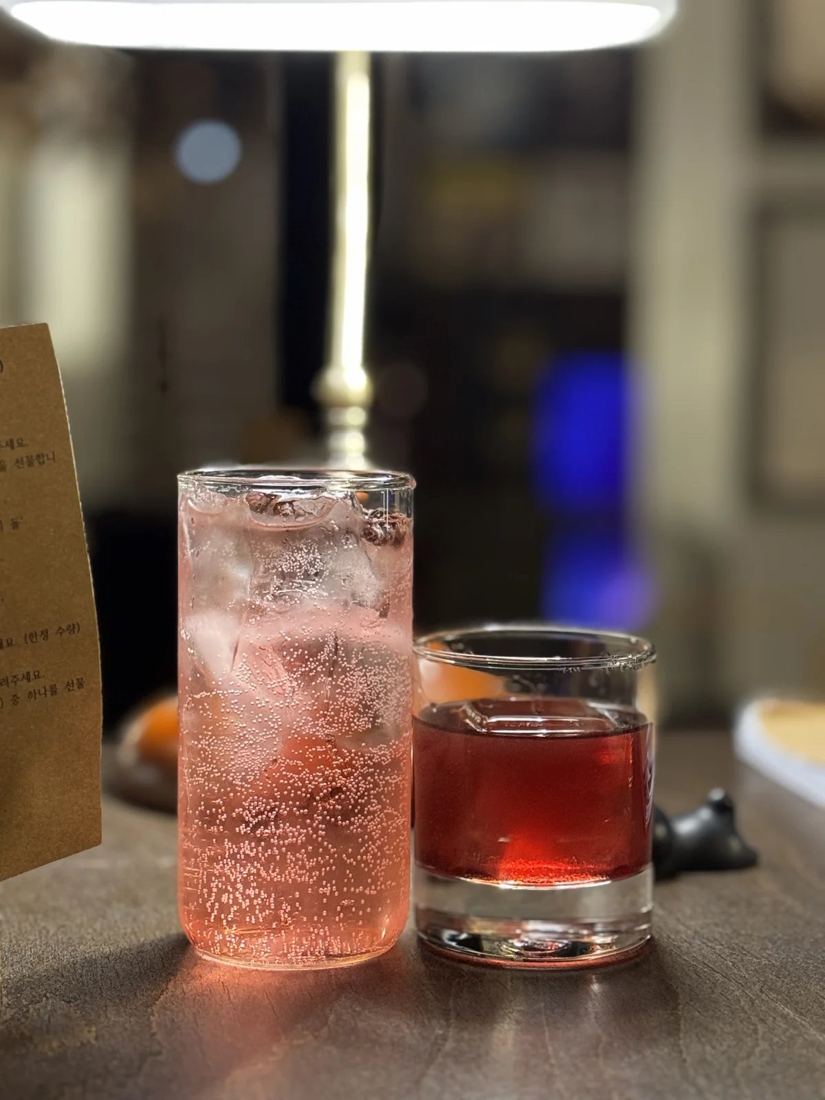 Sparkling bokbunja highball and whisky on hand-frozen ice at Jeokon